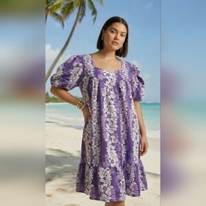 VTG Elegant Purple Floral Mumu Midi Dress Resort 2XL